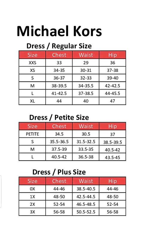 Michael Kors kids size chart